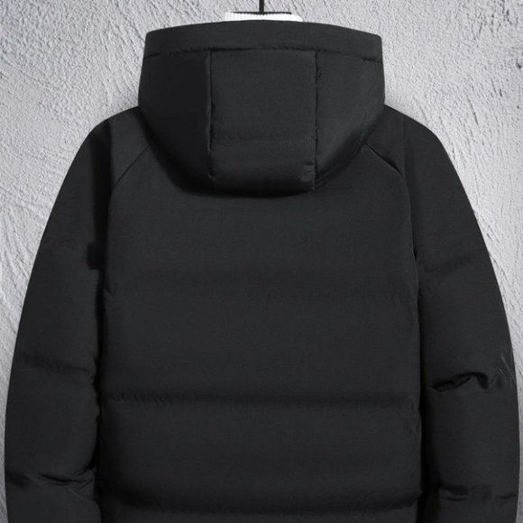 Black Mens Hooded Puffer Jacket - Picture 3 of 7